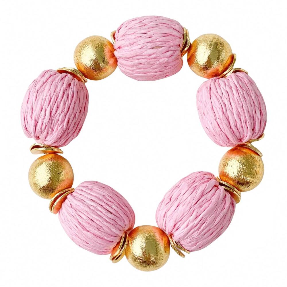 NEW GABY & GRACE women's raffia bracelet in ballet pink